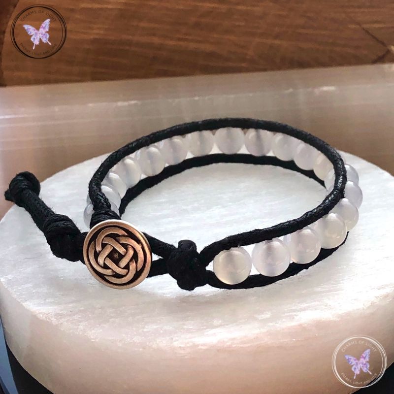 White Agate 8mm Wrap Bracelet